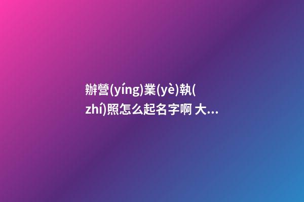 辦營(yíng)業(yè)執(zhí)照怎么起名字啊 大氣獨(dú)特店鋪取名推薦-名學(xué)網(wǎng)-第1張-店鋪起名-玄機(jī)派